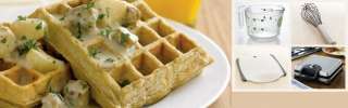 Whole Wheat Oatmeal Waffles with Apples and Sausage