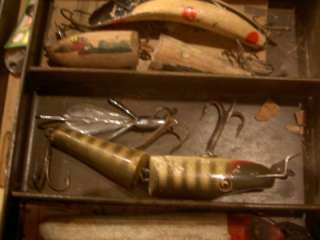 Antique Kennedy Tackle Box vintage Fishing Lures old reels knife baits 