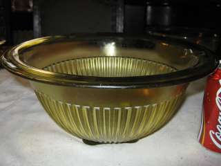   FEDERAL RIBBED DEPRESSION GLASS MIXING KITCHEN NESTING BOWL FOOD SET