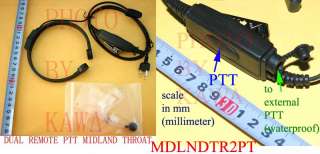 Dual PTT Throat mic for Midland GXT LXT GMRS FRS Radio  