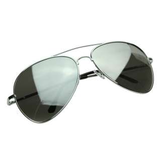   Large Metal Mirror Lens Aviator Sunglasses 64mm + Free Pouch  
