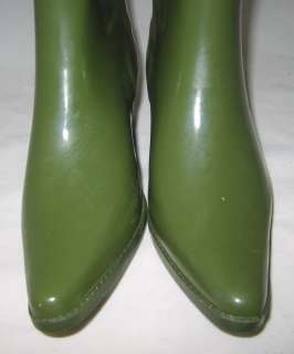 Rubber Rain Green Cowboy Garden Boots Shoes Womens 6 8  