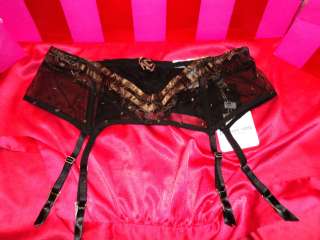   for Victoria Secret black satin & sheer garter belt medium  
