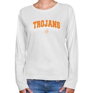 Virginia State Trojans Ladies White Logo Arch Long Sleeve Classic Fit 