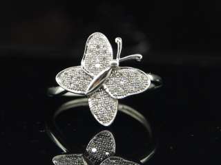 LADIES 10K WHITE GOLD BUTTERFLY DIAMOND ENGAGEMENT RING  