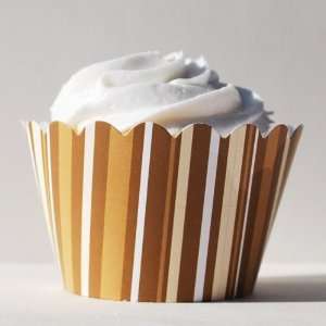  Dress My Cupcake Moroccan Brown Stripes Cupcake Wrappers 
