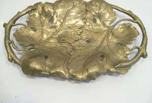 Brass Serving Tray, Outstanding Engraved Leaf Design  