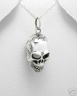 Large Silver Gothic Detail Skull Pendant Harley Jewelry  