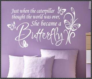 Vinyl Wall Lettering Decal Quote She became a butterfly  
