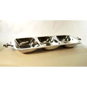  Fleur de Lis Three Section Serving Tray   16 inches long 
