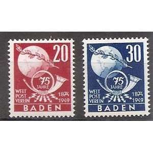  Stamp Germany State Baden Globe Olive Branch Post Sc 