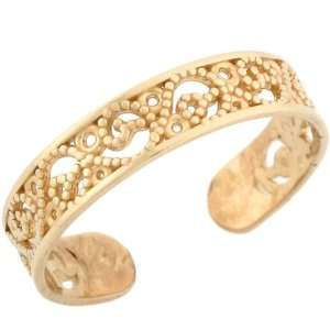  10k Solid Yellow Gold Filigree Toe Ring Jewelry