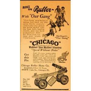  1928 Ad Chicago Rubber Tire Roller Skates Our Gang Kids 