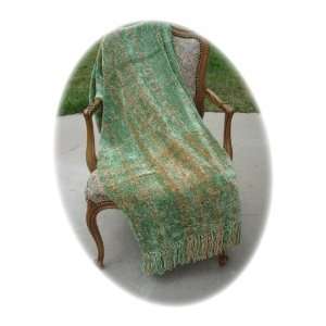  Churchill Weavers Green Tan Chenille Throw