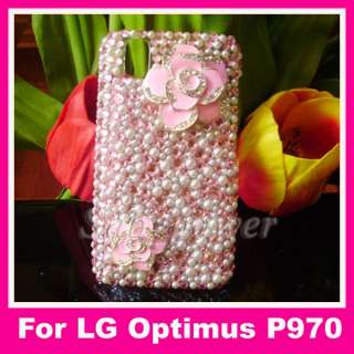 3D Rhinestone Flower Bling Crystal back Case cover for LG Optimus 
