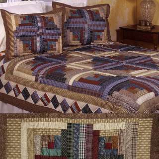 NEW BEAUTIFUL LOG CABIN PATCHWORK BEDSPREAD OR XL QUEEN SIZE QUILT 