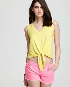 Aqua Tee Shirt   Sleeveless Knot Front