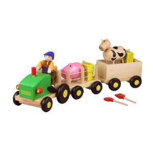  Discoveroo Wooden Farm Tractor Trailer Set Toys & Games