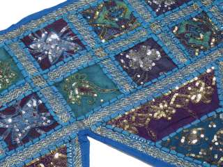 Blue Indian Window Decor Treatment Dressing Sari Fabric Decorative 