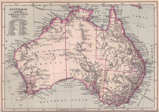 AUSTRALIA Map of Australia, Sydney, antique engraving  
