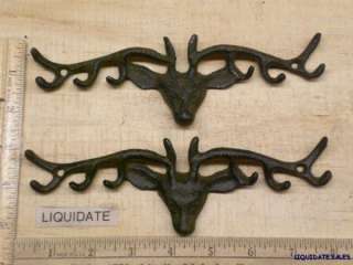 Deer Antlers Key HOOKS 2 1/2x7 3/4 cast iron Buck Doe  