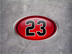 23 MIchael Jordan Chicago Bulls Jersey Decal Sticker 5w x 3h 