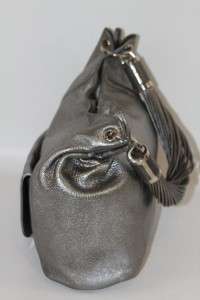 MICHAEL KORS TONNE SILVER LEATHER W/PYTHON ACCENTS HOBO  