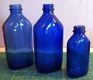 Phillips Milk of Magnesia Cobalt Blue Bottles   Set of 3   2 sizes 