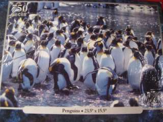DELUXE JIGSAW PUZZLE PENGUINS PEACEFUL POND STEAM LOCOMOTIVE TRAIN 
