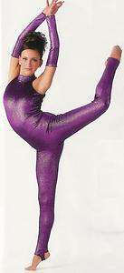   Unitard Acro Glitter Jumpsuit w/or w/o MITTS Dance Costume SIZES