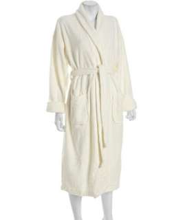 Aegean Apparel cream plush cotton belted short robe