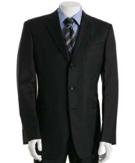 Armani Giorgio Armani black pinstripe wool 3 button suit with flat 