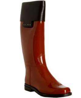 Celine red rubber leather trim rain boots  