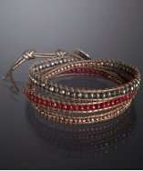 Chan Luu red quartz and mix nugget leather wrap bracelet style 
