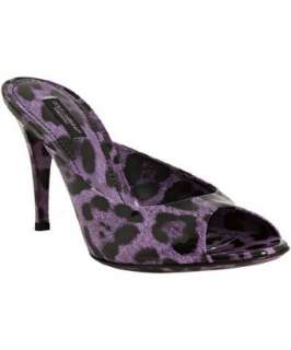 Dolce & Gabbana purple and black leopard printed patent leather slides 