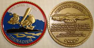 USS Grenadier SS 210 Submarine Challenge Coin USN Navy  