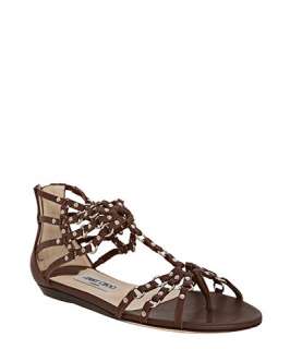 Jimmy Choo brown leather Liv studded strappy sandals