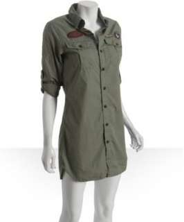 Just A Cheap Shirt khaki green military button front shirtdress 