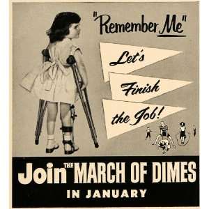  1957 Ad March Dimes Crutch Roosevelt Charity Polio 