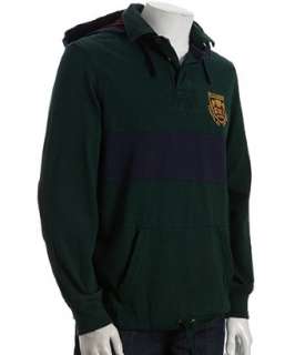 POLO Ralph Lauren green stripe cotton 3 hooded rugby shirt   