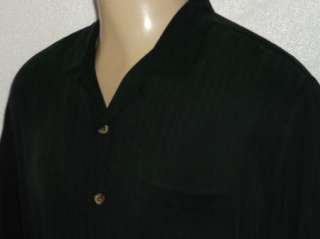 TOMMY BAHAMA 100% SILK BLACK BUTTON FRONT CAMP LOUNGE SHIRT MENS L 