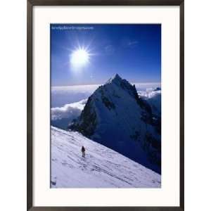Mountaineer on Peak in Hindu Kush Range, Tirich Mir, Pakistan Framed 