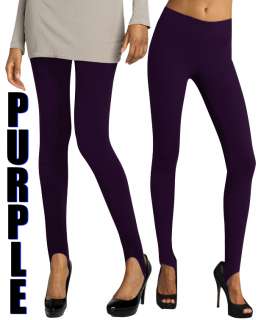 Purple Leggings Open Heel Pants Stirrup Loop Treggings  