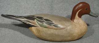 Vintage Hand CARVED/Painted Wood DRAKE PINTAIL Duck DECOY,from Orvis 