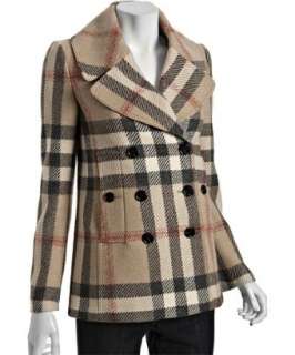 Burberry new classic wool check peacoat  