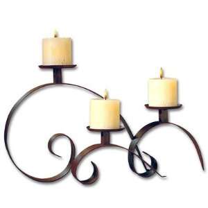  Uttermost Antiqued Mahogany Finish Scroll Candle Holder 