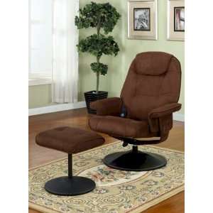 2PC Upholstered Vibrating Shiatsu Massage Recliner Chair With Ottoman 