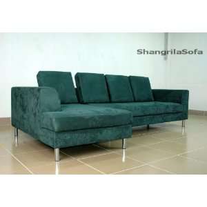  Green MicroFiber Sectional Designer Sofa and Chaise