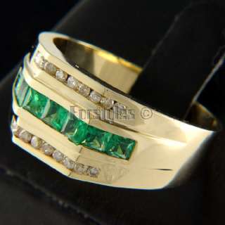 Natural Emerald Diamonds 14k Solid Gold Ring r00045  
