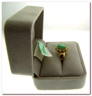Diamonds & Natural Emerald Solid 14k GOLD Ring Massive  